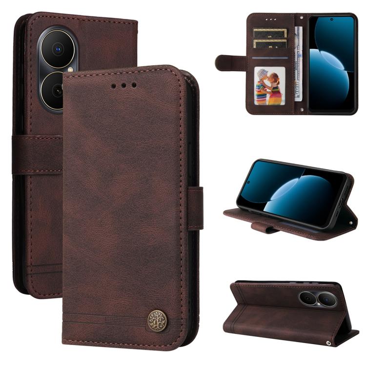 Custodia in pelle con bottone per Huawei nova 14