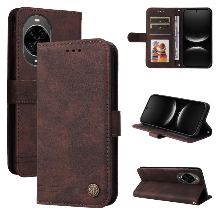 Custodia in pelle con bottone per Huawei nova 14