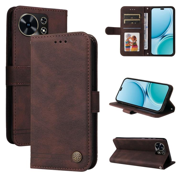 Custodia in pelle con bottone per Huawei Nova 15 Pro