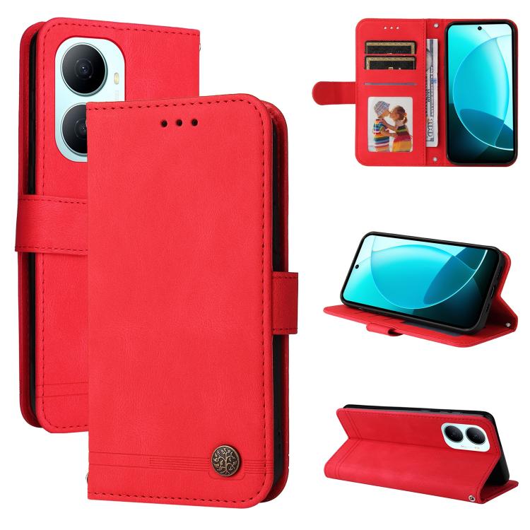 Custodia in pelle con bottone metallo per Huawei nova 16