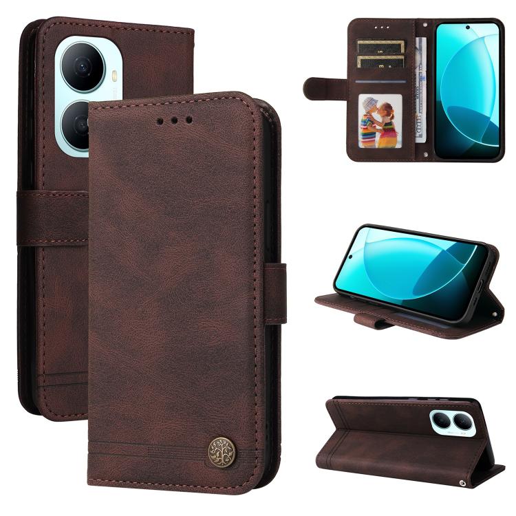 Custodia in pelle con bottone metallo per Huawei nova 16