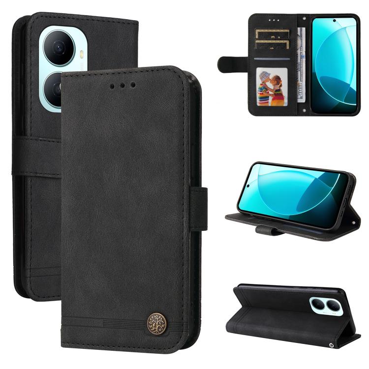 Custodia in pelle con bottone metallo per Huawei nova 16