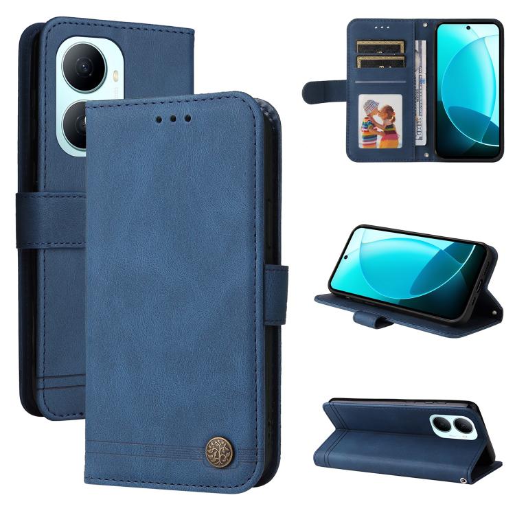 Custodia in pelle con bottone metallo per Huawei nova 16