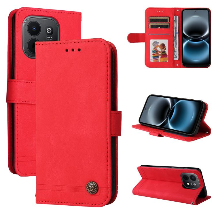 Custodia in pelle con bottone metallo per Huawei nova 16