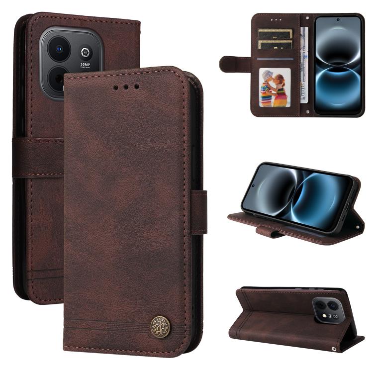 Custodia in pelle con bottone metallo per Huawei nova 16