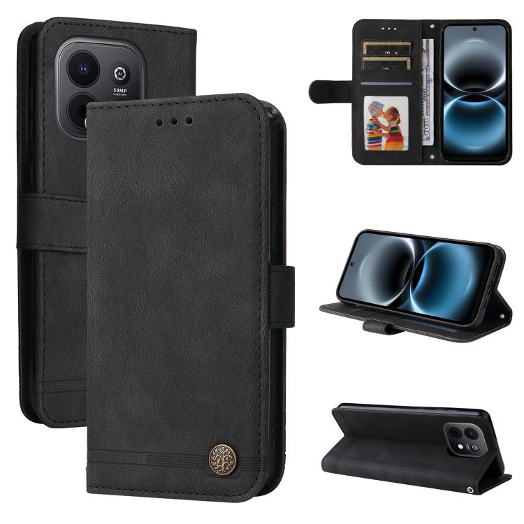 Custodia in pelle con bottone metallo per Huawei nova 16
