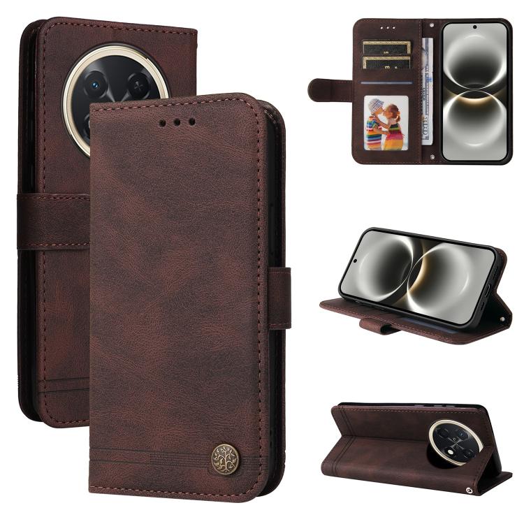 Custodia in pelle con bottone metallo per Huawei nova 16