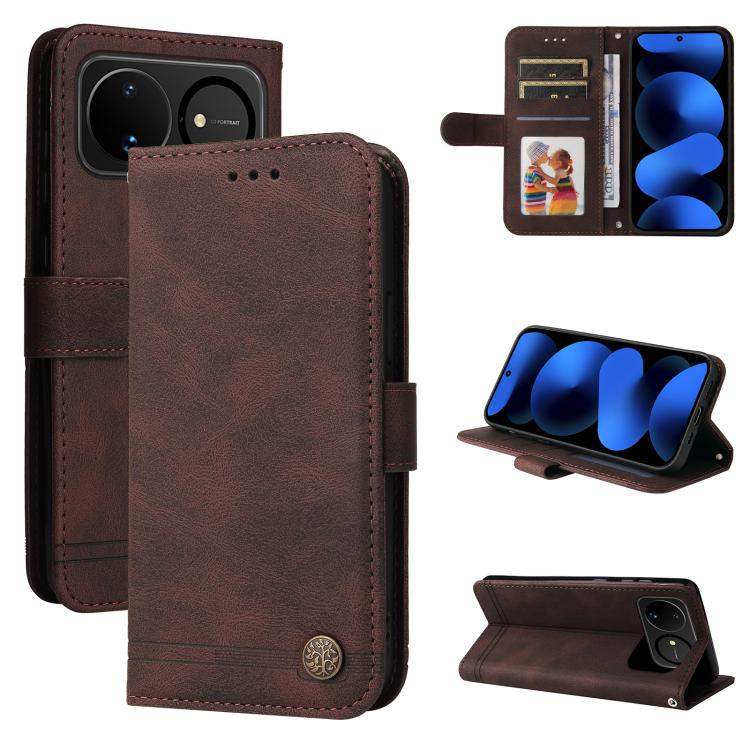 Custodia in pelle con bottone metallo per Huawei nova 16