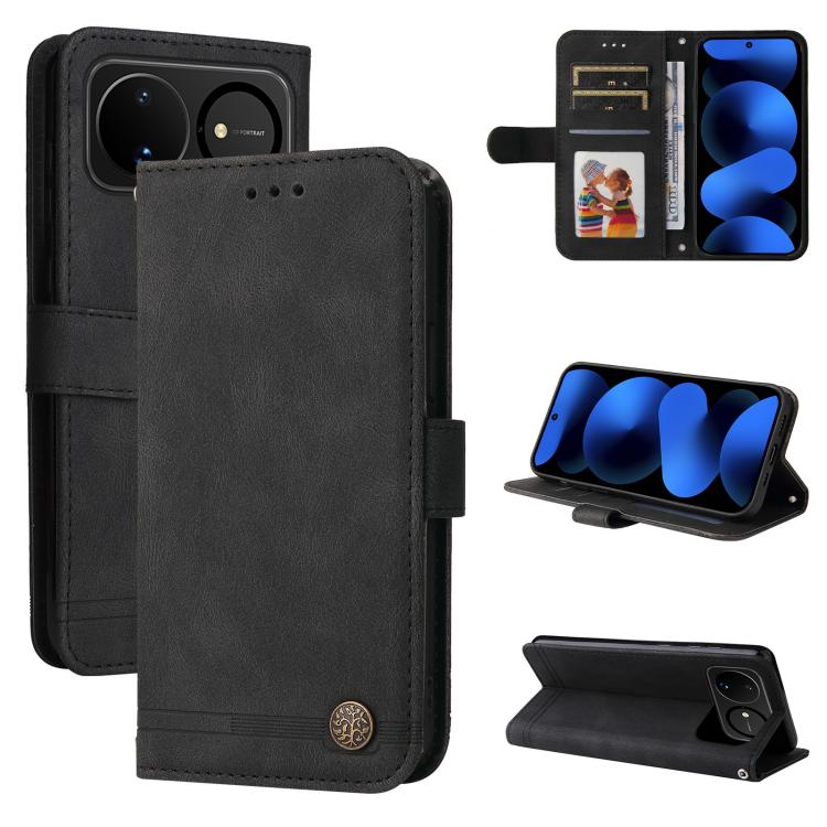 Custodia in pelle con bottone metallo per Huawei nova 16