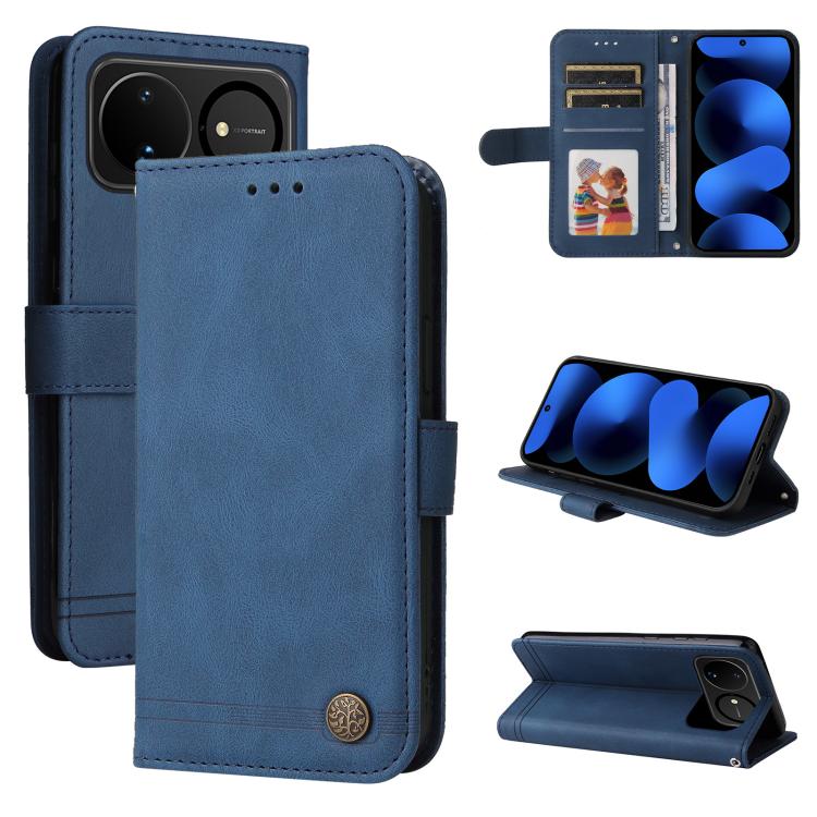 Custodia in pelle con bottone metallo per Huawei nova 16