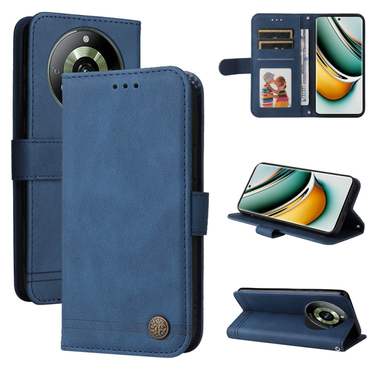 Custodia per telefono in pelle con bottone in metallo con albero della vita Skin Feel, For Realme 11 Pro / 11 Pro+, For Realme C65 4G, For Realme C55, For Realme GT Neo 5 5G / GT3