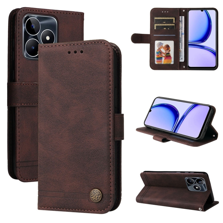 Custodia in pelle con bottone per Realme C67 e 11 5G