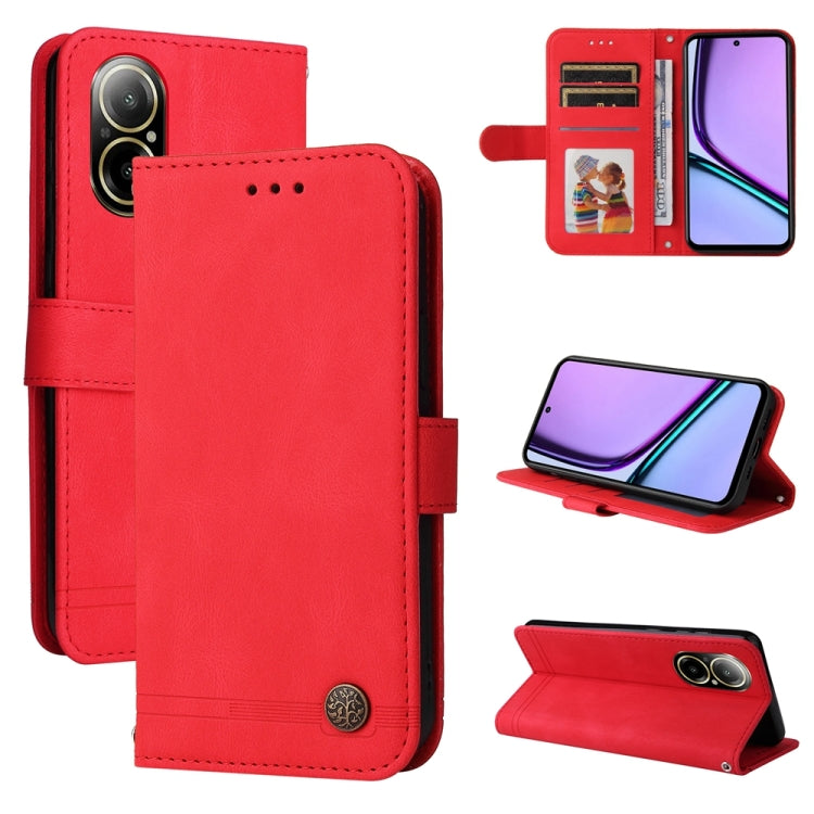 Custodia in pelle con bottone per Realme 12