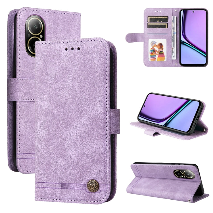 Custodia in pelle con bottone per Realme 12