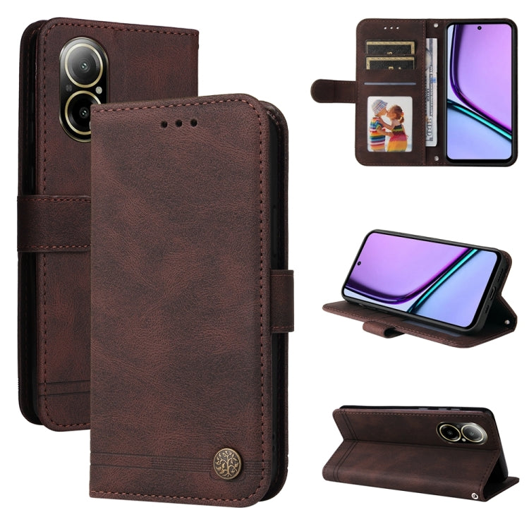Custodia in pelle con bottone per Realme 12