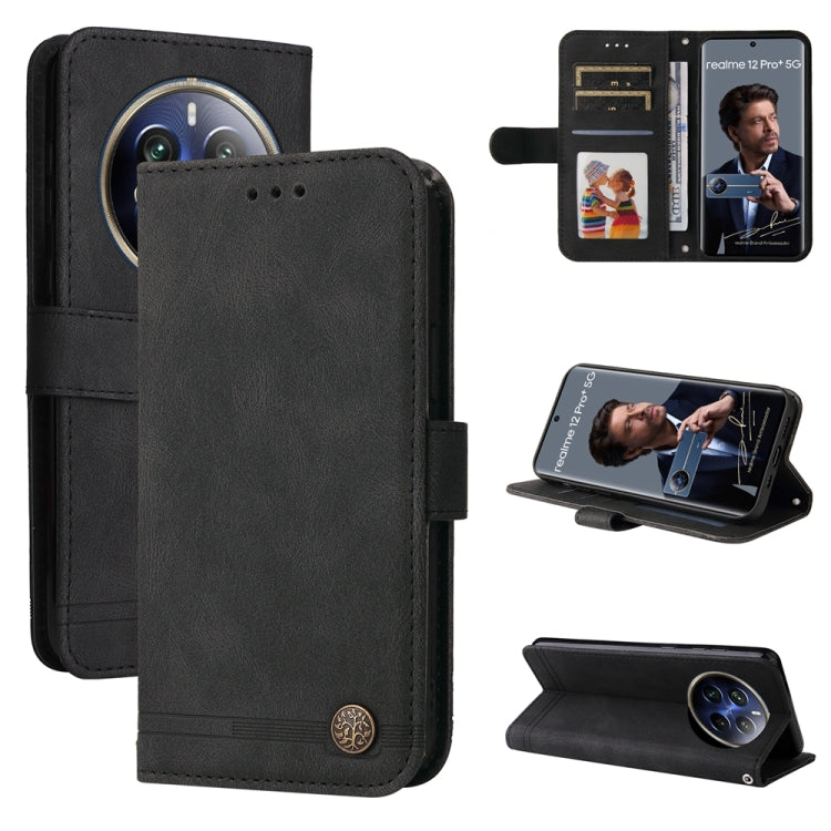 Custodia in pelle con bottone per Realme 12
