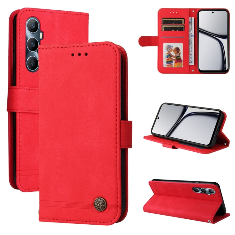 Custodia per telefono in pelle con bottone in metallo con albero della vita Skin Feel, For Realme 11 Pro / 11 Pro+, For Realme C65 4G, For Realme C55, For Realme GT Neo 5 5G / GT3