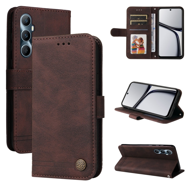 Custodia per telefono in pelle con bottone in metallo con albero della vita Skin Feel, For Realme 11 Pro / 11 Pro+, For Realme C65 4G, For Realme C55, For Realme GT Neo 5 5G / GT3