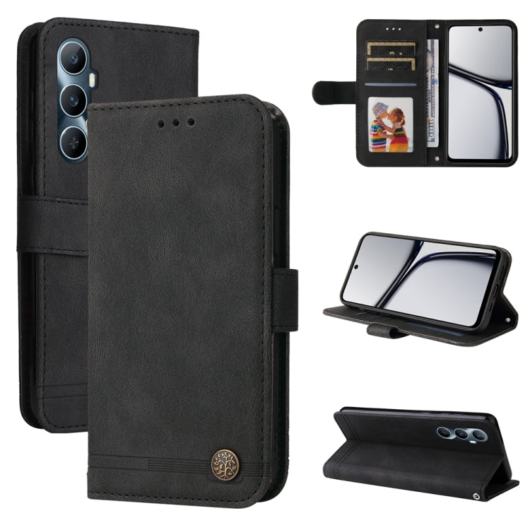 Custodia per telefono in pelle con bottone in metallo con albero della vita Skin Feel, For Realme 11 Pro / 11 Pro+, For Realme C65 4G, For Realme C55, For Realme GT Neo 5 5G / GT3