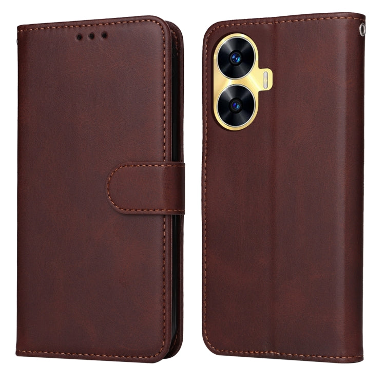 Custodia per telefono in pelle a conchiglia con struttura in vitello classico, For Realme C55, For Realme GT Neo 5 5G / GT3