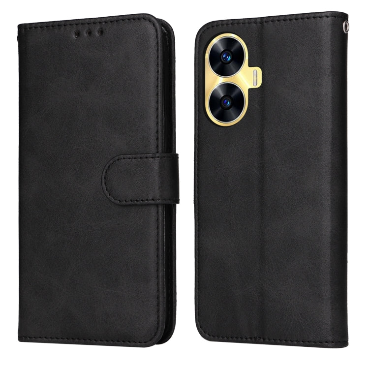 Custodia per telefono in pelle a conchiglia con struttura in vitello classico, For Realme C55, For Realme GT Neo 5 5G / GT3