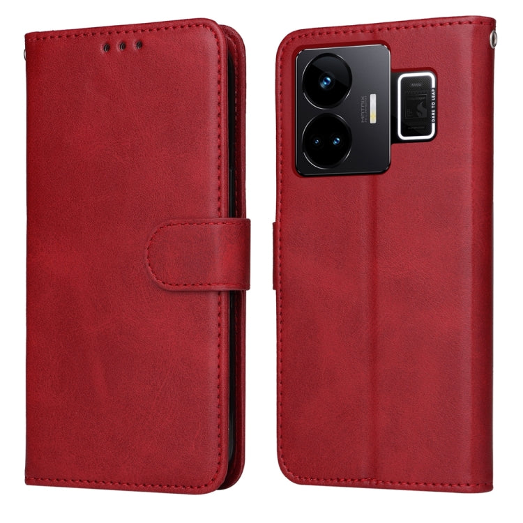 Custodia per telefono in pelle a conchiglia con struttura in vitello classico, For Realme C55, For Realme GT Neo 5 5G / GT3