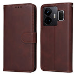 Custodia per telefono in pelle a conchiglia con struttura in vitello classico, For Realme C55, For Realme GT Neo 5 5G / GT3