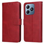 Custodia per telefono in pelle a conchiglia con struttura in vitello classico, For Realme 13+, For Realme 13 Pro / 13 Pro+ / P1 Pro Global, For Realme GT 6 / GT Neo6 SE, For Realme C63 / C61  / Note 60