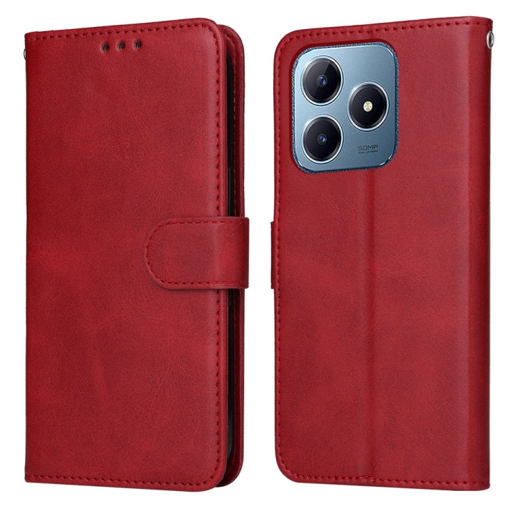 Custodia per telefono in pelle a conchiglia con struttura in vitello classico, For Realme 13+, For Realme 13 Pro / 13 Pro+ / P1 Pro Global, For Realme GT 6 / GT Neo6 SE, For Realme C63 / C61  / Note 60