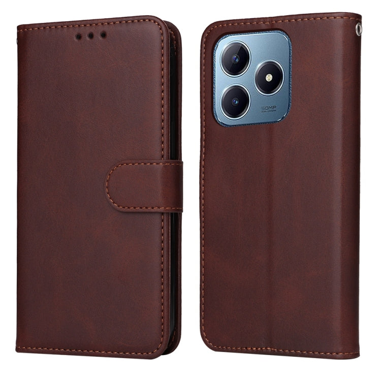 Custodia per telefono in pelle a conchiglia con struttura in vitello classico, For Realme 13+, For Realme 13 Pro / 13 Pro+ / P1 Pro Global, For Realme GT 6 / GT Neo6 SE, For Realme C63 / C61  / Note 60