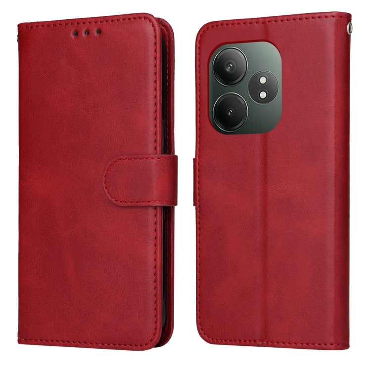 Custodia per telefono in pelle a conchiglia con struttura in vitello classico, For Realme 13+, For Realme 13 Pro / 13 Pro+ / P1 Pro Global, For Realme GT 6 / GT Neo6 SE, For Realme C63 / C61  / Note 60