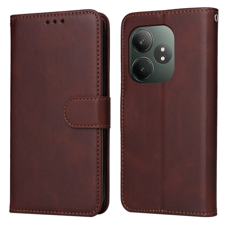 Custodia per telefono in pelle a conchiglia con struttura in vitello classico, For Realme 13+, For Realme 13 Pro / 13 Pro+ / P1 Pro Global, For Realme GT 6 / GT Neo6 SE, For Realme C63 / C61  / Note 60