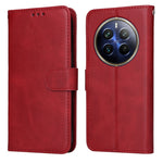 Custodia per telefono in pelle a conchiglia con struttura in vitello classico, For Realme 13+, For Realme 13 Pro / 13 Pro+ / P1 Pro Global, For Realme GT 6 / GT Neo6 SE, For Realme C63 / C61  / Note 60