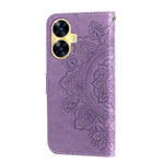 Custodia per telefono in pelle goffrata con fiori a 7 petali, For Realme C55