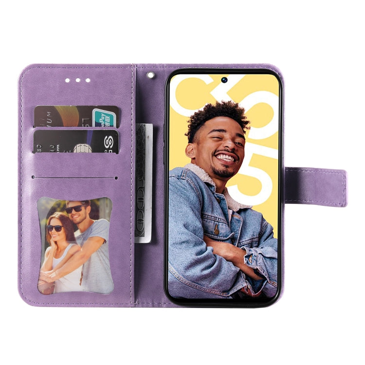 Custodia per telefono in pelle goffrata con fiori a 7 petali, For Realme C55
