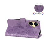 Custodia per telefono in pelle goffrata con fiori a 7 petali, For Realme C55