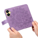 Custodia per telefono in pelle goffrata con fiori a 7 petali, For Realme C55