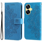 Custodia per telefono in pelle goffrata con fiori a 7 petali, For Realme C55