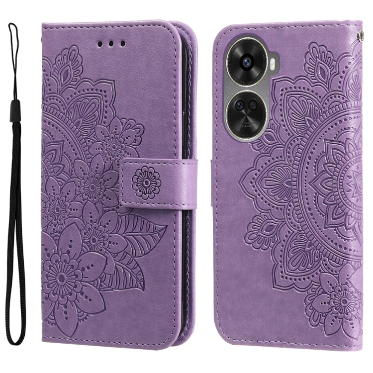 Custodia portafoglio in pelle goffrata per Huawei Enjoy 70 Pro