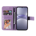 Custodia portafoglio in pelle goffrata per Huawei Enjoy 70 Pro