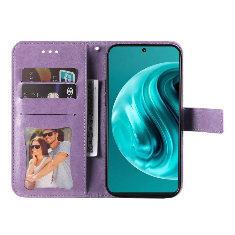 Custodia portafoglio in pelle goffrata per Huawei Enjoy 70 Pro