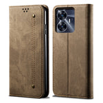 Custodia portafoglio in pelle con texture denim per Realme C55