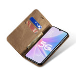 Custodia portafoglio in pelle con texture denim per Realme C55
