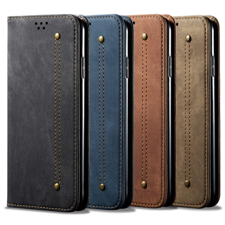 Custodia portafoglio in pelle con texture denim per Realme C55