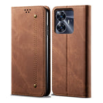 Custodia portafoglio in pelle con texture denim per Realme C55