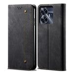 Custodia portafoglio in pelle con texture denim per Realme C55