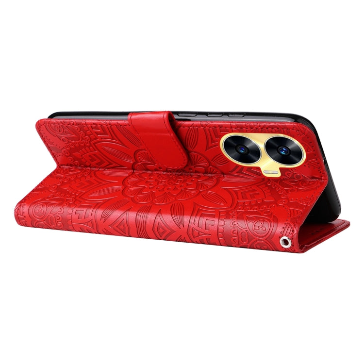 Custodia per telefono in pelle di girasole goffrata, For Realme C55, For Realme GT Neo 5 5G / GT3