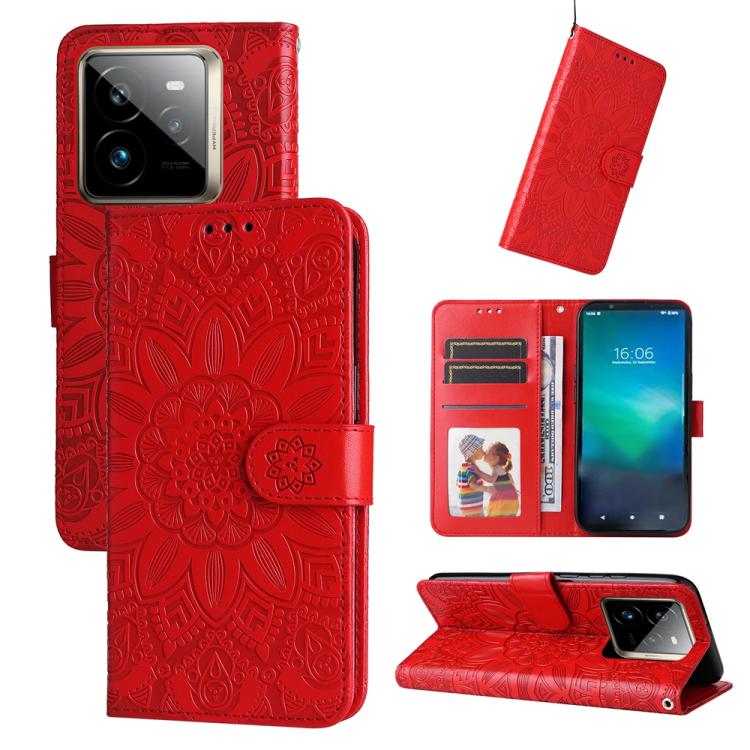 Custodia portafoglio in pelle di girasole per Realme 14
