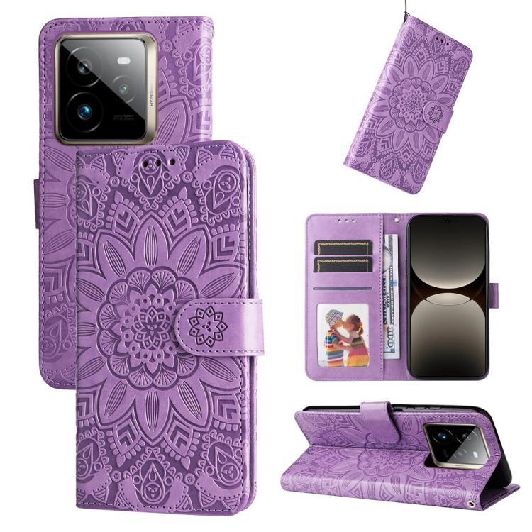 Custodia portafoglio in pelle di girasole per Realme 14