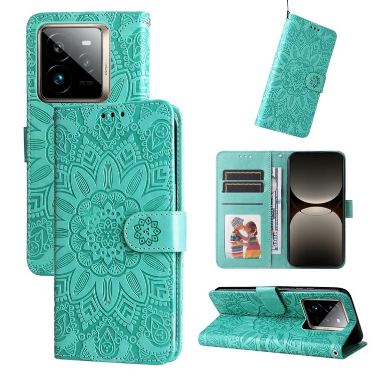 Custodia portafoglio in pelle di girasole per Realme 14